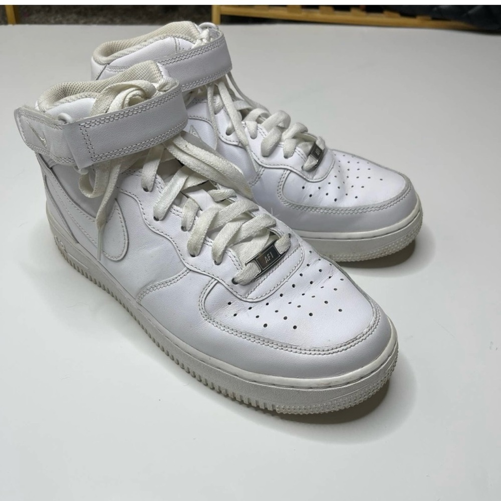 White Nike Air Force 1 Mid Triple Sneakers